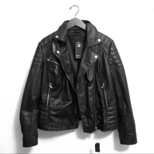Barneys original plus leather biker jacket.